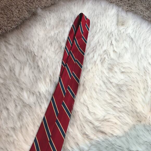 Vintage Tie Rack Red, Blue, & White Mens Striped Formal Neck Tie - Picture 6 of 9